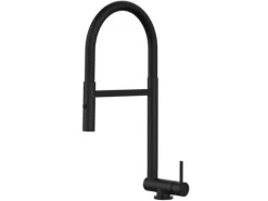 New VIZIO Wasserhahn Vorfenster Küchenarmatur Umklappbar 45 CM mit 360° Schwenkbarem Auslauf Abnehmbare 2 Strahl Handbrause Schwarz Matt   Schwarz