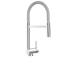 VIZIO Wasserhahn Vorfenster Küchenarmatur Umklappbar 6 CM mit 360° Schwenkbarem Auslauf Abnehmbare 2 Strahl Handbrause Verchromt   Grau< Einhebelmischer