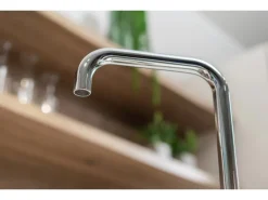 VIZIO Wasserhahn Vorfenster Küchenarmatur Umklappbar 6 CM LINKER HEBEL mit 360° Schwenkbarem N Auslauf Verchromt< Einhebelmischer