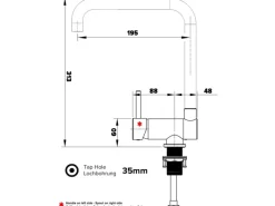 VIZIO Wasserhahn Vorfenster Küchenarmatur Umklappbar 6 CM LINKER HEBEL mit 360° Schwenkbarem N Auslauf Verchromt< Einhebelmischer