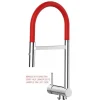Sale VIZIO Wasserhahn Vorfenster Küchenarmatur Umklappbar 6 CM LINKER HEBEL mit 360° Schwenkbarem Auslauf Abnehmbare 2 Strahl Brause Verchromt   Rot