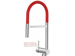 Sale VIZIO Wasserhahn Vorfenster Küchenarmatur Umklappbar 6 CM LINKER HEBEL mit 360° Schwenkbarem Auslauf Abnehmbare 2 Strahl Brause Verchromt   Rot
