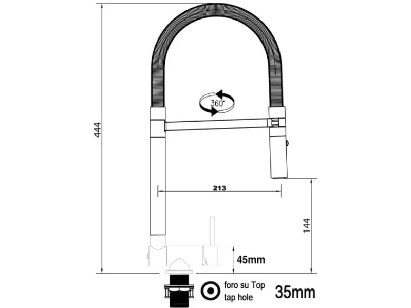 VIZIO Wasserhahn Vorfenster Küchenarmatur Umklappbar 45 CM mit 360° Schwenkbarem Auslauf Abnehmbare 2 Strahl Handbrause Verchromt Weiß< Einhebelmischer