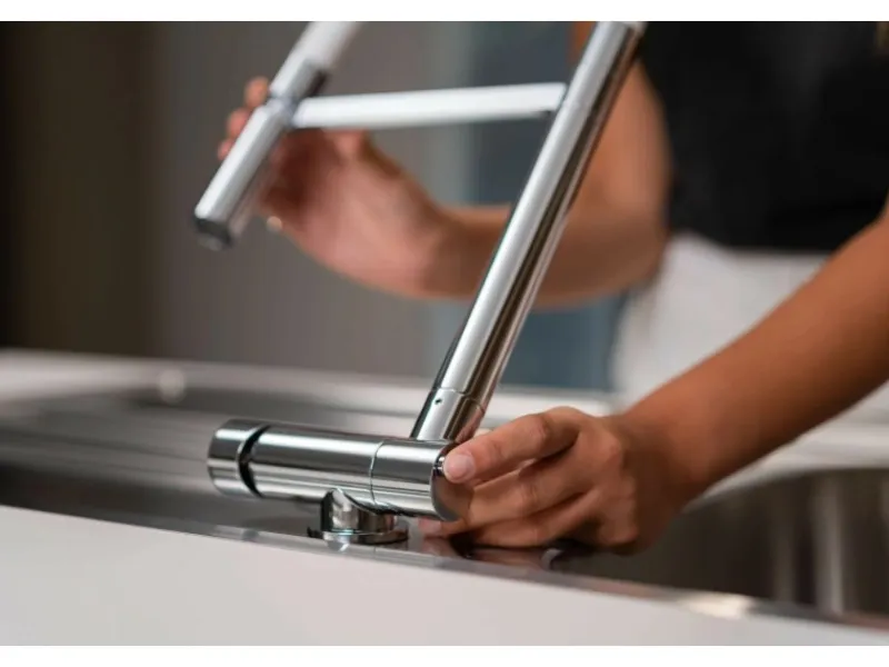 VIZIO Wasserhahn Vorfenster Küchenarmatur Umklappbar 45 CM mit 360° Schwenkbarem Auslauf Abnehmbare 2 Strahl Handbrause Verchromt Weiß< Einhebelmischer