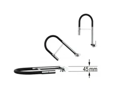 VIZIO Wasserhahn Vorfenster Küchenarmatur Umklappbar 45 CM mit 360° Schwenkbarem Auslauf Abnehmbare 2 Strahl Handbrause Verchromt Weiß< Einhebelmischer