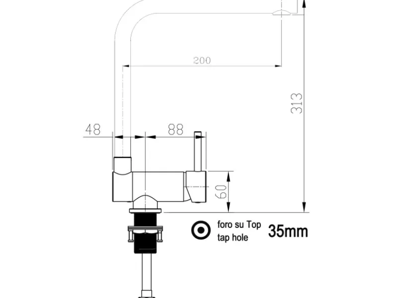 New VIZIO Wasserhahn Vorfenster Küchenarmatur Umklappbar 6 CM mit 360° Schwenkbarem L Auslauf Verchromt