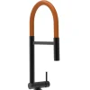 Einhebelmischer<VIZIO Wasserhahn Vorfenster Küchenarmatur Umklappbar 45 CM mit 360° Schwenkbarem Auslauf Abnehmbare 2 Strahl Handbrause Schwarz Matt   Orange