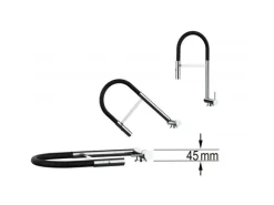 Einhebelmischer<VIZIO Wasserhahn Vorfenster Küchenarmatur Umklappbar 45 CM mit 360° Schwenkbarem Auslauf Abnehmbare 2 Strahl Handbrause Schwarz Matt Orange