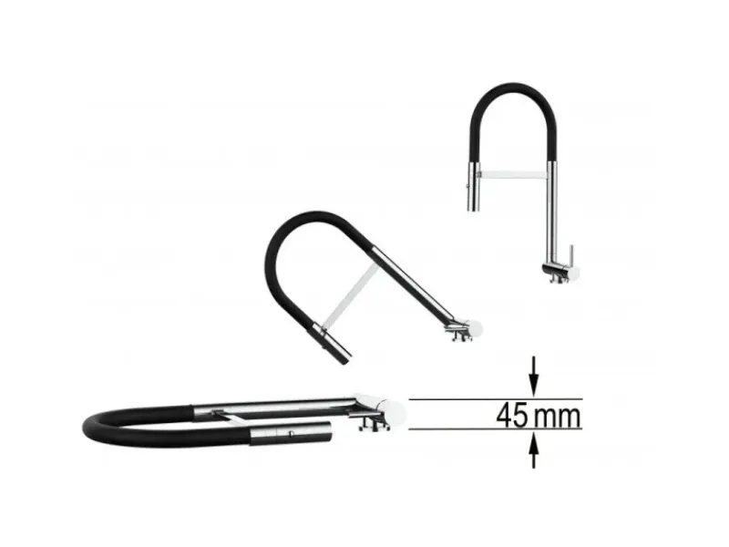 Einhebelmischer<VIZIO Wasserhahn Vorfenster Küchenarmatur Umklappbar 45 CM mit 360° Schwenkbarem Auslauf Abnehmbare 2 Strahl Handbrause Schwarz Matt Orange