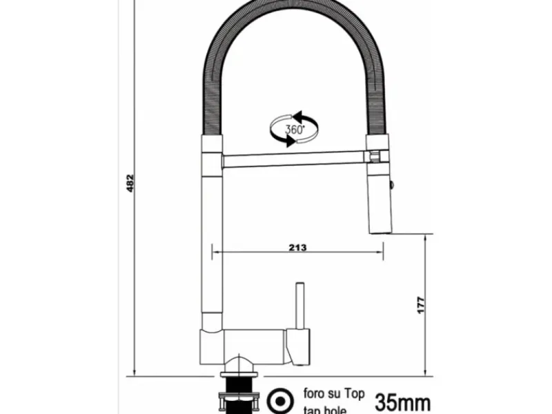 VIZIO Wasserhahn Vorfenster Küchenarmatur Umklappbar 6 CM mit 360° Schwenkbarem Auslauf Abnehmbare 2 Strahl Handbrause Verchromt Blau< Einhebelmischer