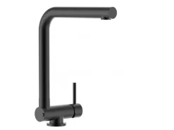 VIZIO Wasserhahn Vorfenster Küchenarmatur Umklappbar 45 CM mit 360° Schwenkbarem L Auslauf Schwarz Matt< Einhebelmischer