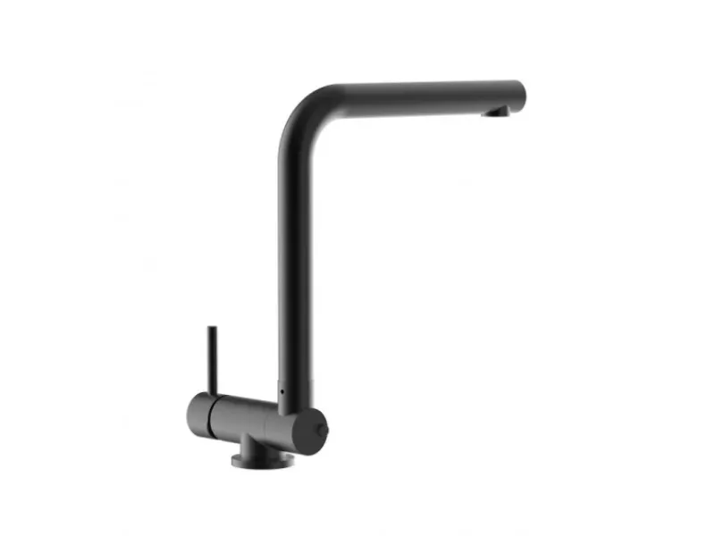 VIZIO Wasserhahn Vorfenster Küchenarmatur Umklappbar 45 CM mit 360° Schwenkbarem L Auslauf Schwarz Matt< Einhebelmischer