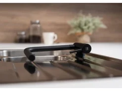 VIZIO Wasserhahn Vorfenster Küchenarmatur Umklappbar 45 CM mit 360° Schwenkbarem L Auslauf Schwarz Matt< Einhebelmischer