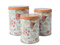 Online Vorratsdose 3-er Set Blumen-Motiv Rund Bunt