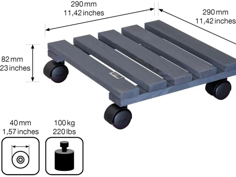 Wagner design yourself Wagner Multi Roller Nature Tragkraft 100 kg 290 mm x 290 mm Anthrazit FSC®< Töpfe
