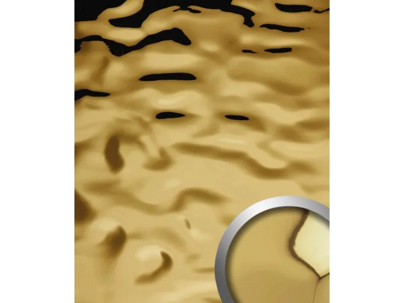 WALLFACE 27823 OCEAN Gold Wandpaneel in Metall-Optik Spiegelnd Gold 2600 mm x 1000 mm x 8,24 mm 2,6 m2 Gold< Kühlschränke