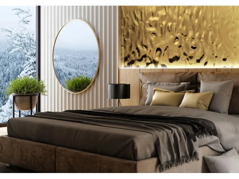 WALLFACE 27823 OCEAN Gold Wandpaneel in Metall-Optik Spiegelnd Gold 2600 mm x 1000 mm x 8,24 mm 2,6 m2 Gold< Kühlschränke