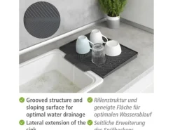 Wenko Küchenhelfer<Abtropfmatte Nelia Maxi Kunststoff 40 cm x 35 cm Grau