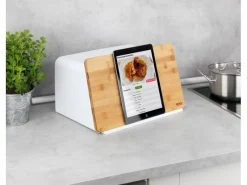 New Wenko Brotkasten mit Bambusbrett Weiß