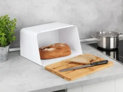 New Wenko Brotkasten mit Bambusbrett Weiß