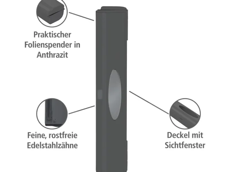 Wenko Folienschneider Perfect-Cutter 38 cm x 5,2 cm x 6,7 cm Anthrazit< Küchenhelfer