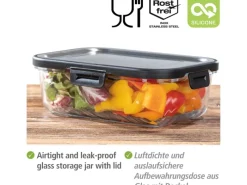 Wenko Vorratsdosen|Vorratsbehälter<Glas Frischhaltedose Steel Black Outdoor Kitchen 1 l