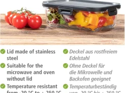Wenko Vorratsdosen|Vorratsbehälter<Glas Frischhaltedose Steel Black Outdoor Kitchen 1 l