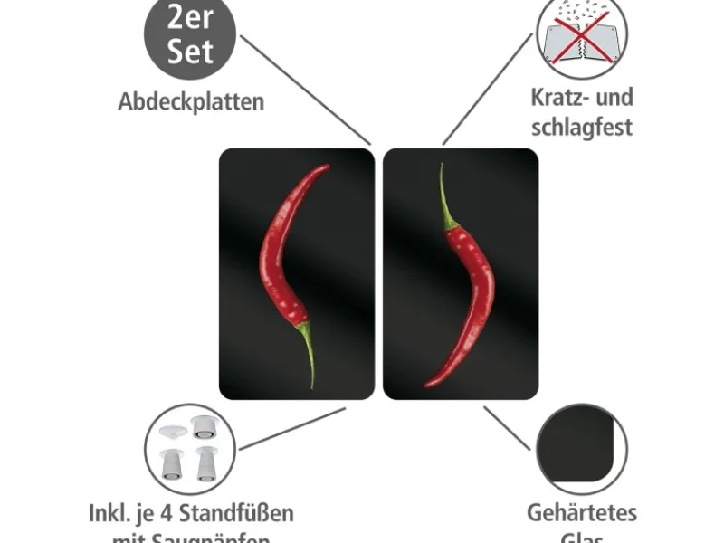 Online Wenko Herdabdeckplatten Universal Hot Peperoni 2er-Set Mehrfarbig