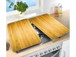 Outlet Wenko Herdabdeckplatten Universal Holz-Optik 2er Set Braun