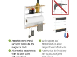 New Wenko Küchenregal Magna Magnetisches Regal zur Befestigung ohne Bohren Weiß