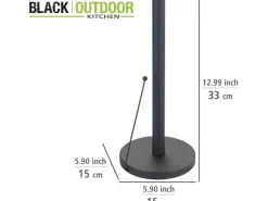 Outlet Wenko Küchenrollenhalter Clayton Pulverbeschichtetes Metall Ø 15 x 33 cm Schwarz