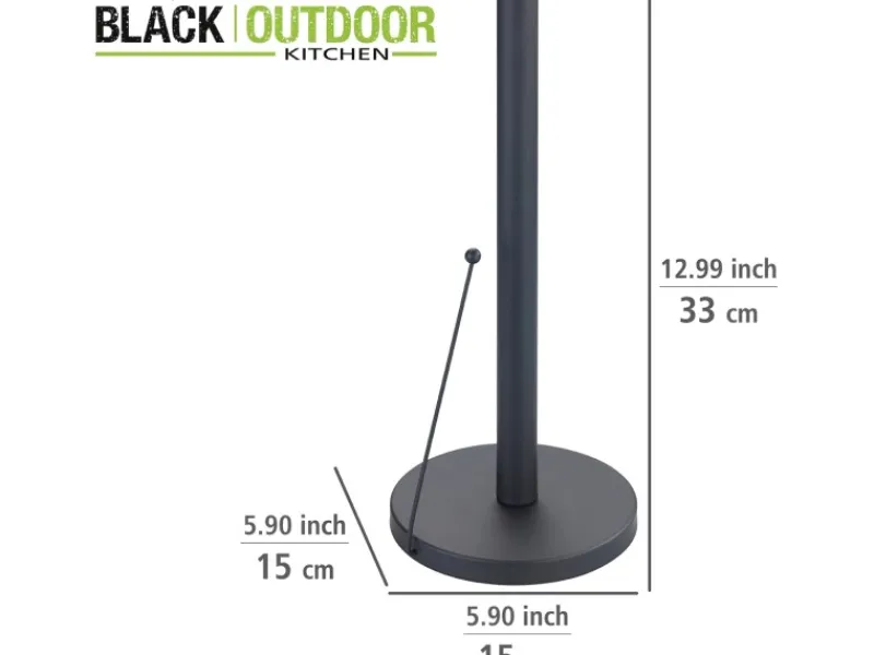 Outlet Wenko Küchenrollenhalter Clayton Pulverbeschichtetes Metall Ø 15 x 33 cm Schwarz