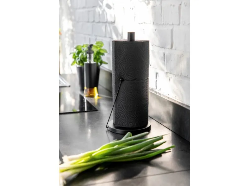 Outlet Wenko Küchenrollenhalter Clayton Pulverbeschichtetes Metall Ø 15 x 33 cm Schwarz