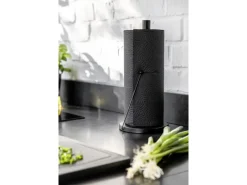 Outlet Wenko Küchenrollenhalter Clayton Pulverbeschichtetes Metall Ø 15 x 33 cm Schwarz