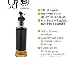 Wenko Vorratsbehälter<Öl & Essig Spender Boga 0,3 l mit 1-Klick Verschluss Schwarz