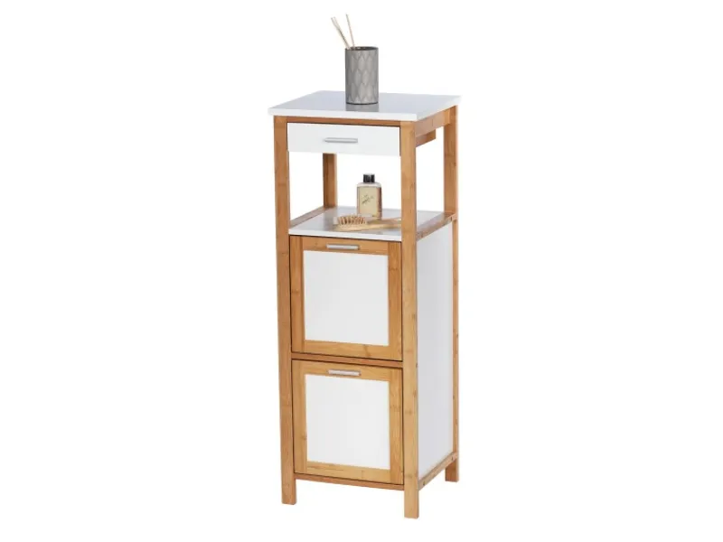 Wenko Regal Finja aus Bambus mit 2 Ablagen 34 x 89 x 30 cm Braun< Küchenregale