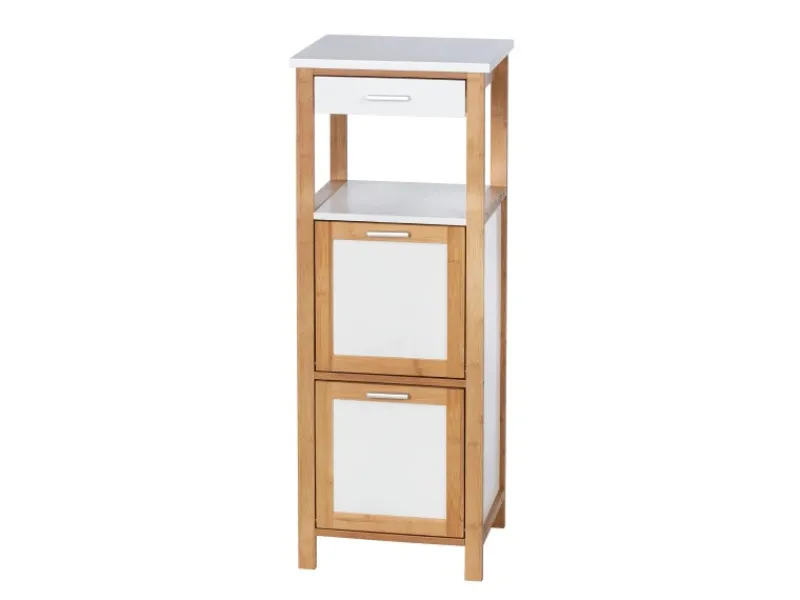 Wenko Regal Finja aus Bambus mit 2 Ablagen 34 x 89 x 30 cm Braun< Küchenregale