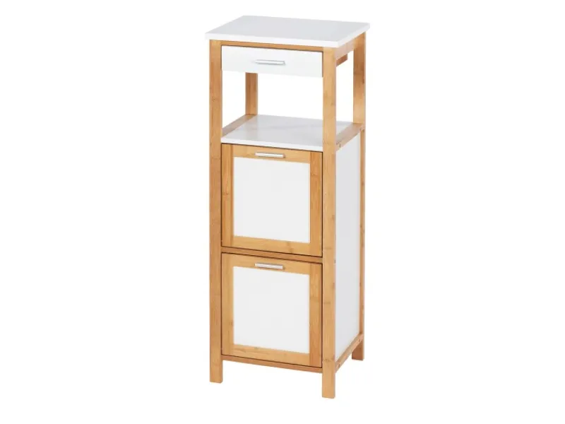 Wenko Regal Finja aus Bambus mit 2 Ablagen 34 x 89 x 30 cm Braun< Küchenregale