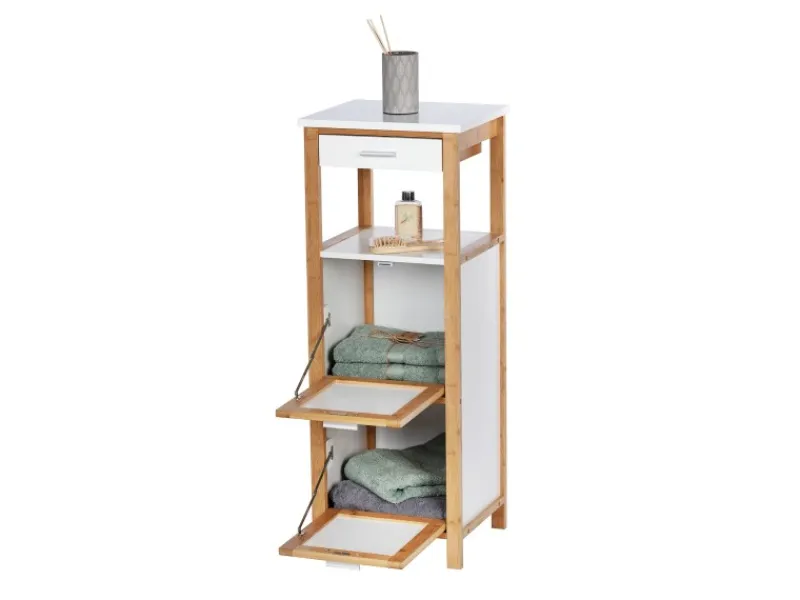 Wenko Regal Finja aus Bambus mit 2 Ablagen 34 x 89 x 30 cm Braun< Küchenregale