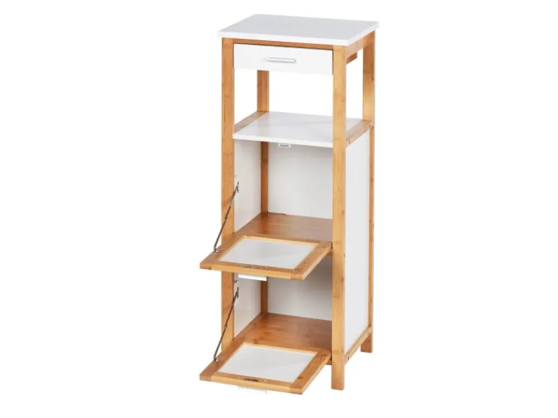 Wenko Regal Finja aus Bambus mit 2 Ablagen 34 x 89 x 30 cm Braun< Küchenregale