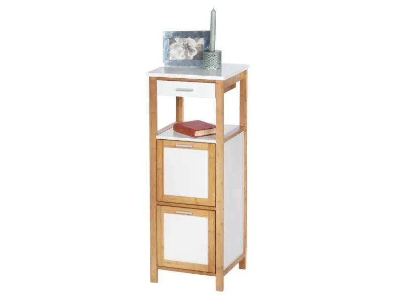 Wenko Regal Finja aus Bambus mit 2 Ablagen 34 x 89 x 30 cm Braun< Küchenregale