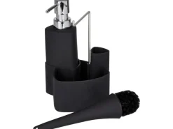Wenko Spül-Set Empire Schwarz 19 cm x 11 cm x 12,5 cm< Küchenhelfer