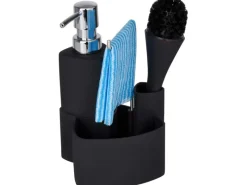 Wenko Spül-Set Empire Schwarz 19 cm x 11 cm x 12,5 cm< Küchenhelfer
