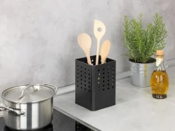 Wenko Küchenhelfer<Utensilienhalter Silio 11,5 cm x 16,5 cm x 11,5 cm Schwarz Matt