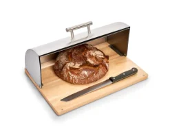Zeller Brotkasten Edelstahl/Gummibaum 16 cm x 28 cm x 39 cm Silber< Küchenhelfer