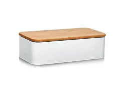 Zeller Brotkasten Metall mit Bambusdeckel Metall 42,5 x 23 x 12,3 cm Matt< Vorratsbehälter