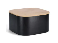Zeller Küchenhelfer<Brotkasten Metall mit Bambusdeckel 14,5 cm x 26,5 cm x 26,5 cm