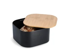 Zeller Küchenhelfer<Brotkasten Metall mit Bambusdeckel 14,5 cm x 26,5 cm x 26,5 cm