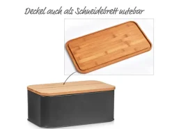 Zeller Brotkasten mit Bambusdeckel 30,5 cm x 18 cm x 12,5 cm Matt< Vorratsbehälter