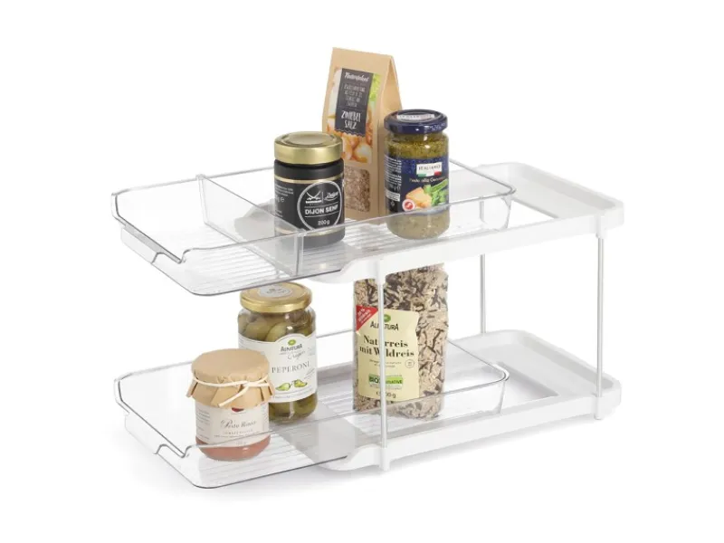 Zeller Etagenregal Kunststoff 23,5 cm x 21,3 cm x 33,3 cm Transparent< Küchen-Ordnungssysteme|Küchenregale